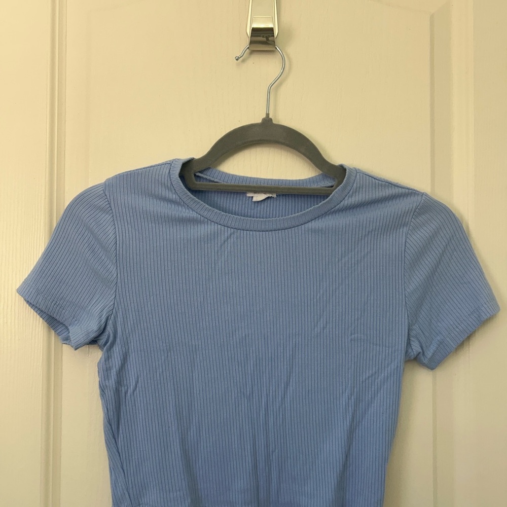 Garage Baby Blue Ribbed Crop Top